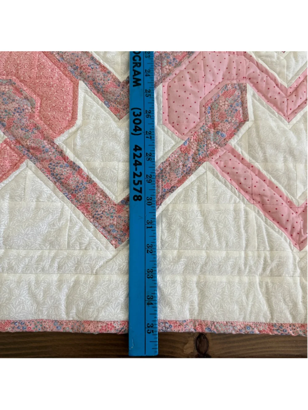 Handmade Pink White Heart Patchwork Quilt 35
